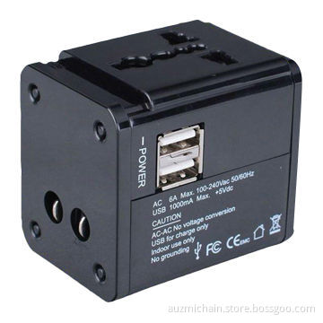 World Universal Travel Adapter with Dual USB Charger, EU/UK/US/AUS Plug